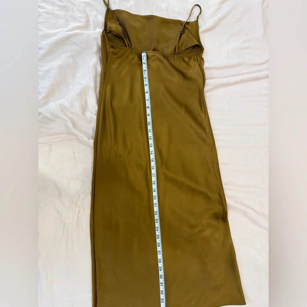 Fleur du Mal Satin Slip Midi Dress in Metallic Gold - Picture 5 of 6